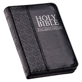KJV Black Faux Leather Pocket Bible with Zippered Closure