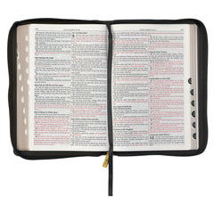 KJV Black Faux Leather Lrg Print Thinline Bible with Thumb Index and Zippered Closure