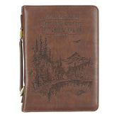 Wings Like Eagles Brown Faux Leather Bible Cover - Medium