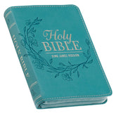 KJV Aqua Faux Leather Pocket Bible with Zipper Closure