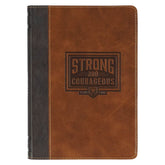 Strong and Courageous Espresso and Saddle Tan Faux Leather Journal