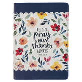 Give Thanks Blue Floral Faux Journal