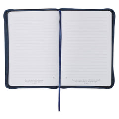 Be Strong and Courageous Blue Faux Leather Journal with Zipper Closure - Joshua 1:9