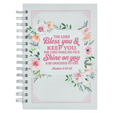 Bless You and Keep You White and Pink Spiral Journal