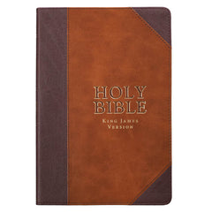 KJV Two-tone Brown Faux Leather Large Print Thinline Bible