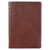 KJV Saddle Tan Full Grain Leather Giant Print Bible with Thumb