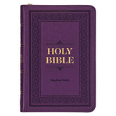 KJV Iris Purple Faux Leather Compact Bible with Zipper