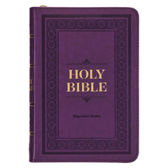 KJV Iris Purple Faux Leather Compact Bible with Zipper