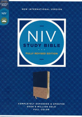 NIV Study BIble Blue/Tan Leathersoft