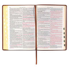 KJV Antiqued Brown Faux Leather Large Print Thinline Bible with Thumb Index