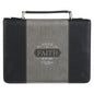 Walk by Faith Black and Grey Faux Leathr Bible Cover - Medium