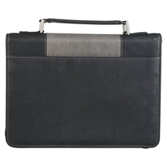 Walk by Faith Black and Grey Faux Leathr Bible Cover - Medium