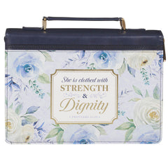 Strength & Dignity Blue Rose Bible Cover - Medium