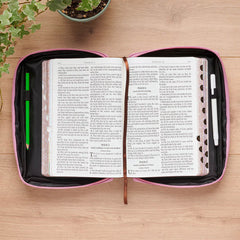 Glad Heart Cheerful Face Pink Girls Bible Cover - Small