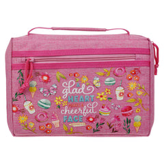 Glad Heart Cheerful Face Pink Girls Bible Cover - Small
