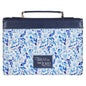 Trust in the Lord Blue Botany Faux Leather Bible Cover Large  - Proverbs 3:5