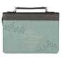 All Things Are Possible Light Blue Faux Leather Fashion Lrg Bible Cover - Matt 19:26