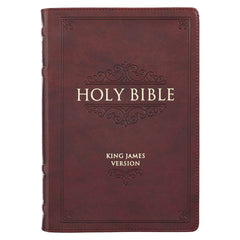 KJV Burgundy Faux Leather Large Print Thinline Bible with Thumb Index