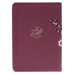 Walk By Faith Beet Red Faux Leather Classic Journal with Zippered Closure - 2 Corinthians 5:7