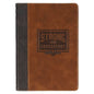 Strong and Courageous Espresso and Saddle Tan Faux Leather Journal