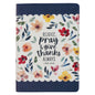 Give Thanks Blue Floral Faux Journal