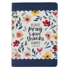 Give Thanks Blue Floral Faux Journal