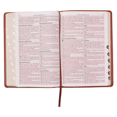KJV Saddle Tan Faux Leather Large Print Thinline Bible with Thumb Index