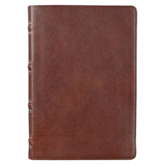 KJV Saddle Tan Full Grain Leather Giant Print Bible with Thumb