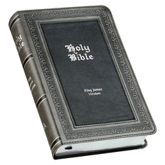 KJV Gray and Black Faux Leather Giant Print Bible with Thumb Index
