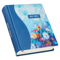 KJV Blue Floral Faux Leather Hardcover Note-taking Bible