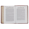 KJV Diamond Grid Saddle Tan Faux Leather Study Bible with Thumb