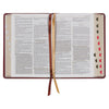 KJV Diamond Grid Saddle Tan Faux Leather Study Bible with Thumb