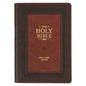 KJV Burgundy and Saddle Tan Faux Leather Large Print Study Bible with Thumb