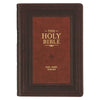 KJV Burgundy and Saddle Tan Faux Leather Large Print Study Bible with Thumb